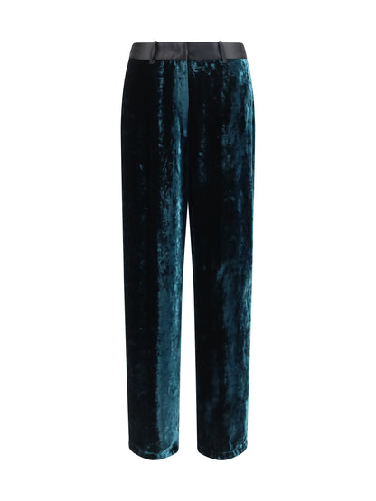 Forte_forte Moiré velvet tuxedo Pants - Woods