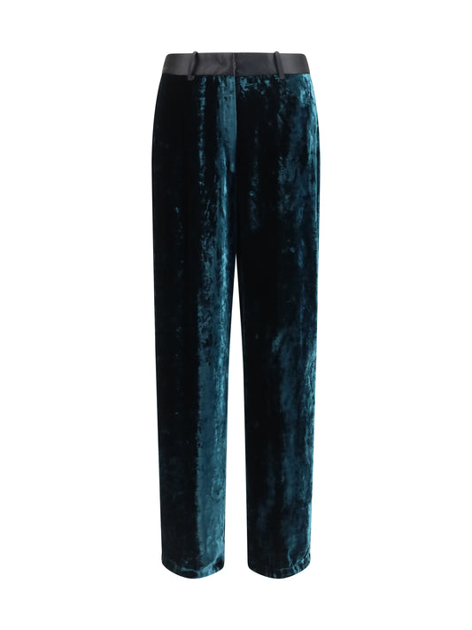 Forte_forte Moiré velvet tuxedo Pants - Woods