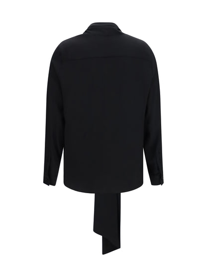 Burberry Silk Blouse with embroidered logo and scarf detail - Black