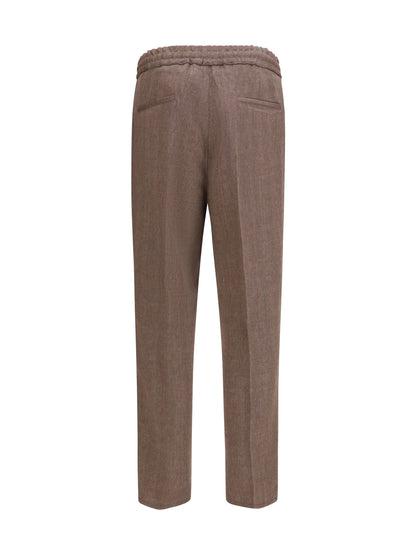 Brunello Cucinelli Herringbone linen and wool Pants - Hazelnut