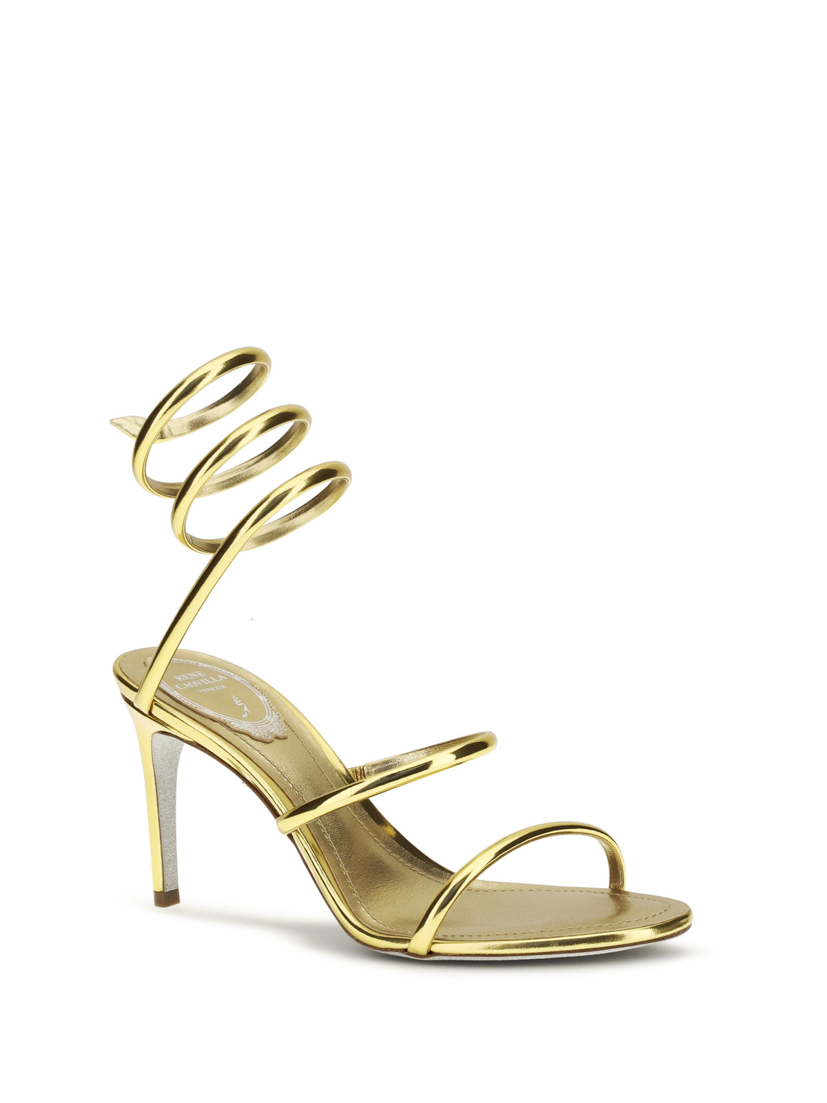 Rene Caovilla Metallic Cleo Sandals in leather - Dark Gold
