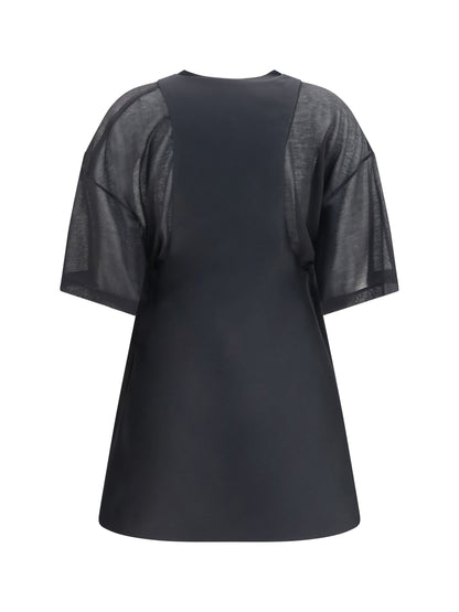 Balenciaga Hybrid Dress with sheer T-shirt - Black