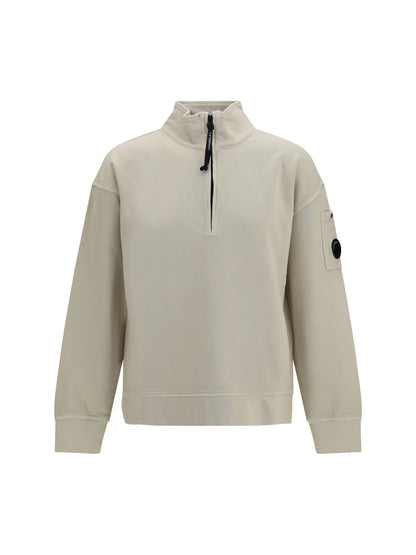 C.P. Company Brushed and sueded diagonal-weave cotton fleece Sweatshirt - Silver Birch