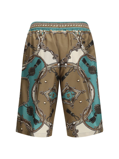 DOLCE & GABBANA Vanity bermuda Shorts in washed silk twill with Cargo print