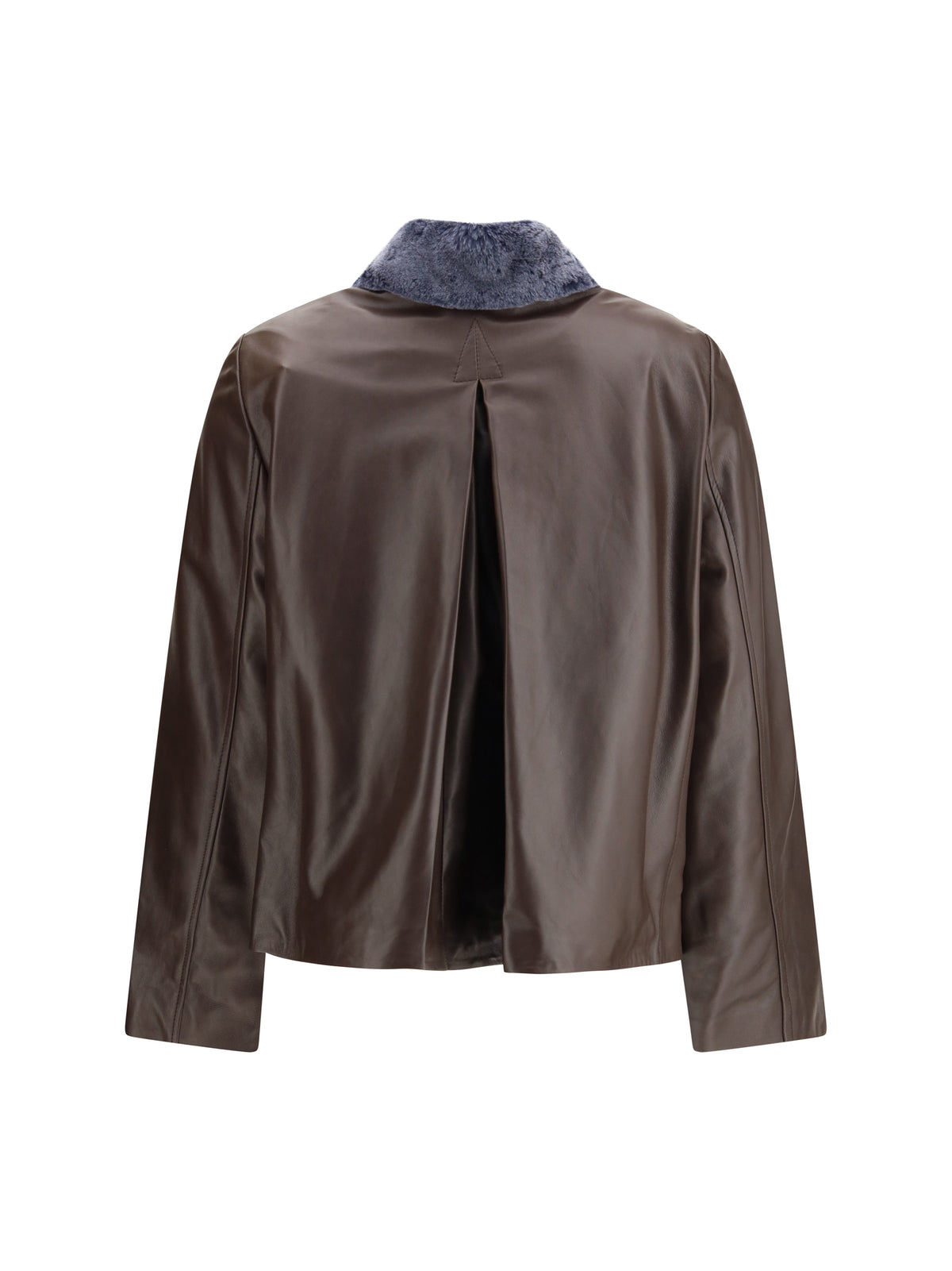 Marni Leather Jacket with a shearling collar - Cacao
