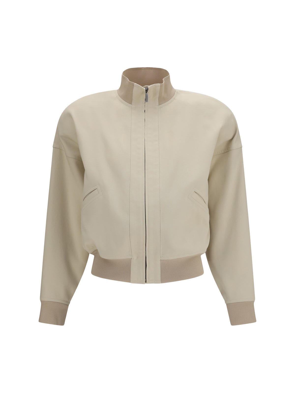 Gucci Zip Bomber Jacket in silk poplin - Ecru