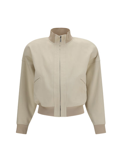 Gucci Zip Bomber Jacket in silk poplin - Ecru
