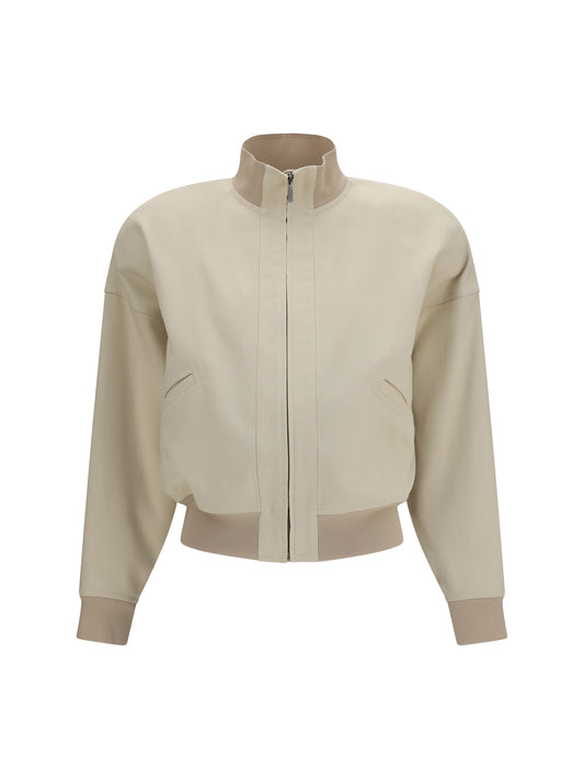 Gucci Zip Bomber Jacket in silk poplin - Ecru