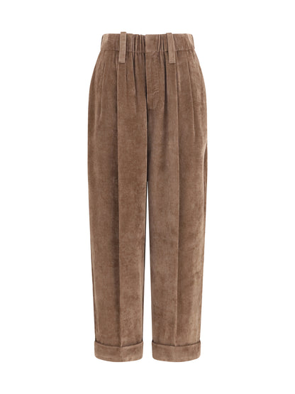 Brunello Cucinelli Elasticated viscose and cashmere Pants - Sigaro