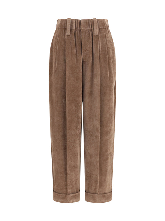 Brunello Cucinelli Elasticated viscose and cashmere Pants - Sigaro