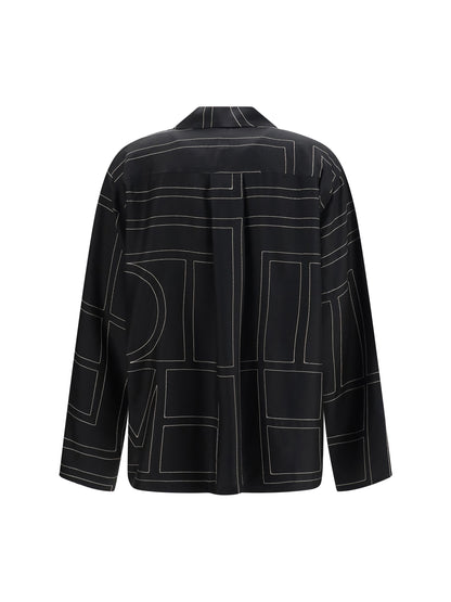 Toteme Silk Shirt with all-over monogram - Black