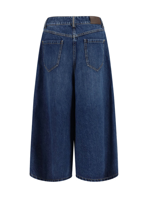 Brunello Cucinelli Wide-leg Denim Jeans - Iconic Dark Blue Denim