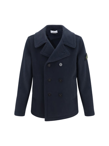 Stone Island Double-breasted wool and cashmere Jacket - Navy Blue