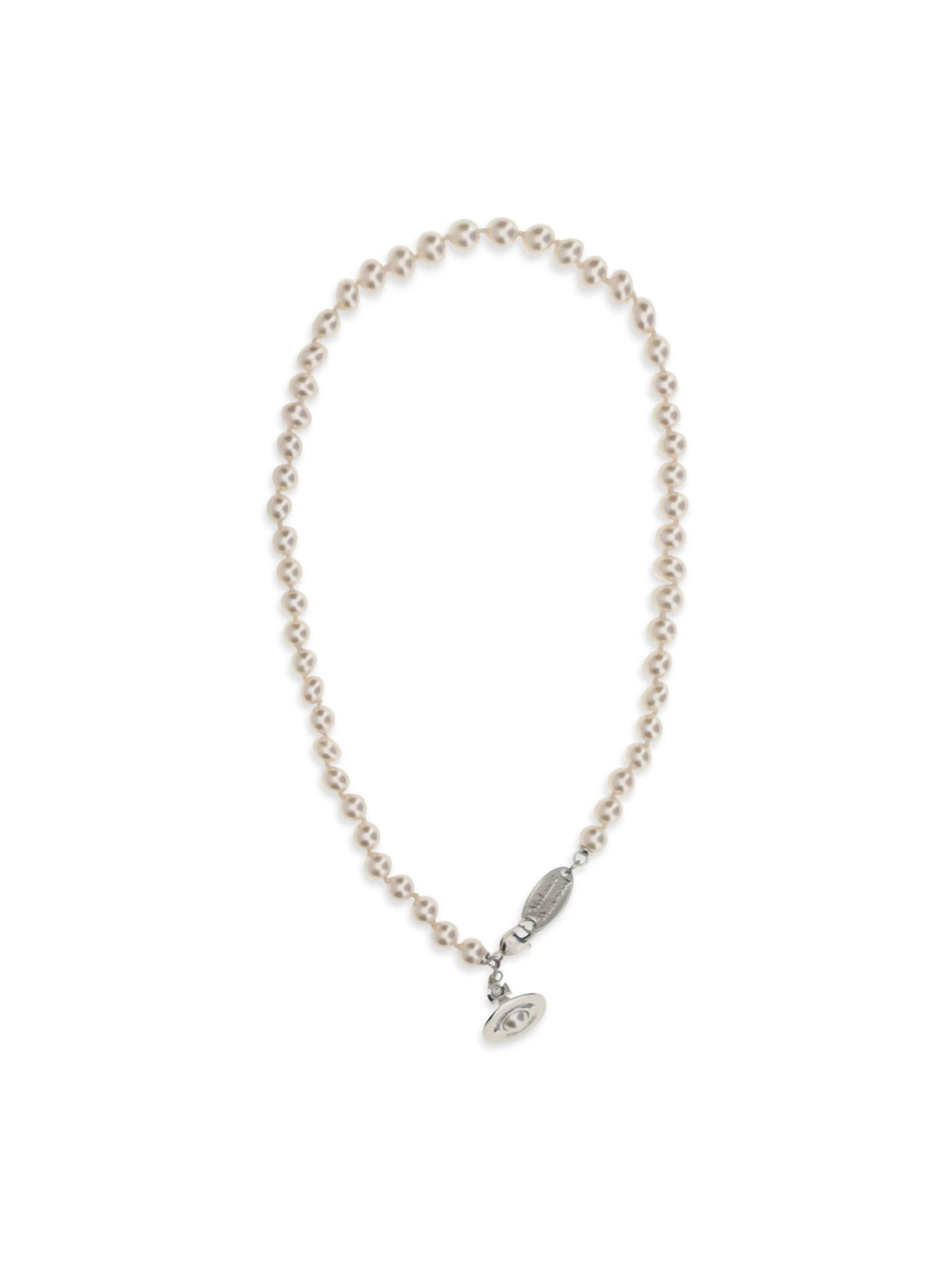 Vivienne Westwood Simonetta Pearl Necklace - Platinum / Creamrose Pearl / White Ename