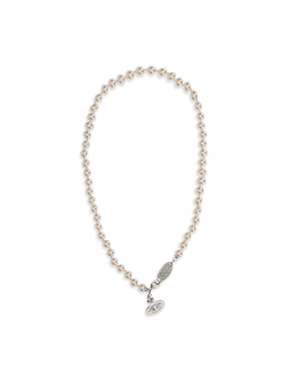 Vivienne Westwood Simonetta Pearl Necklace - Platinum / Creamrose Pearl / White Ename