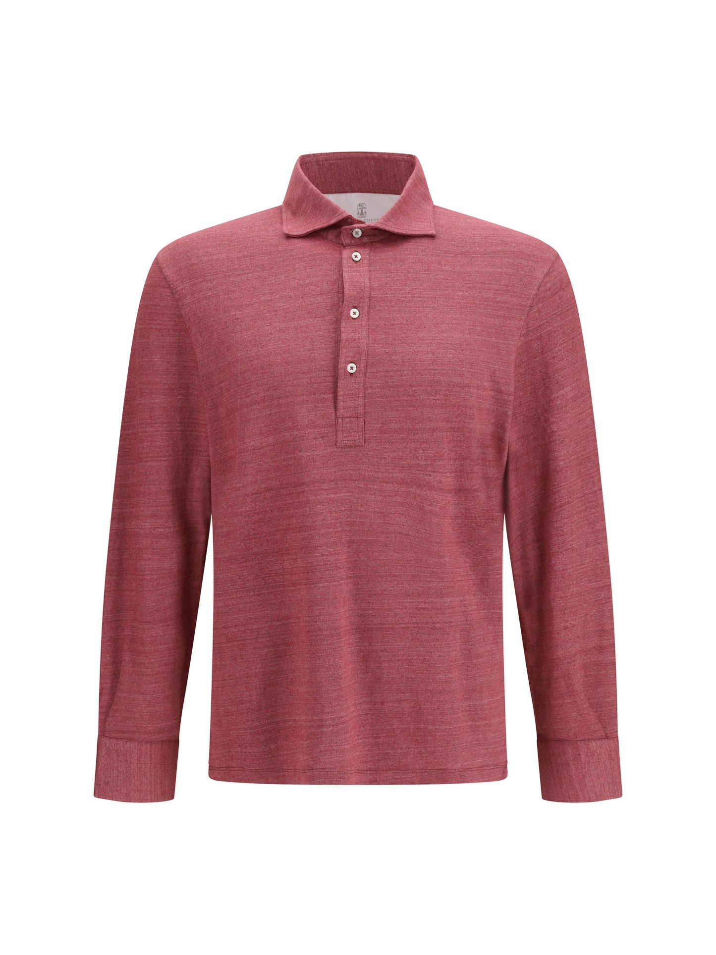 BRUNELLO CUCINELLI Long-sleeve Polo in mélange linen and cotton jersey
