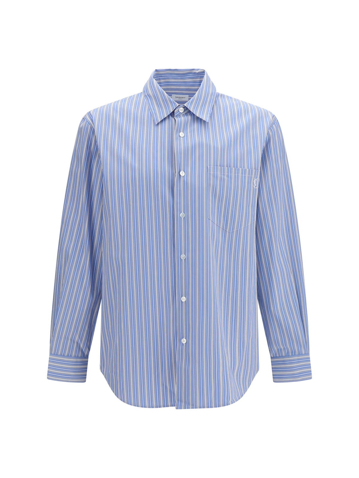 Saint Laurent Cassandre striped cotton Shirt - Bleu Craie Noir