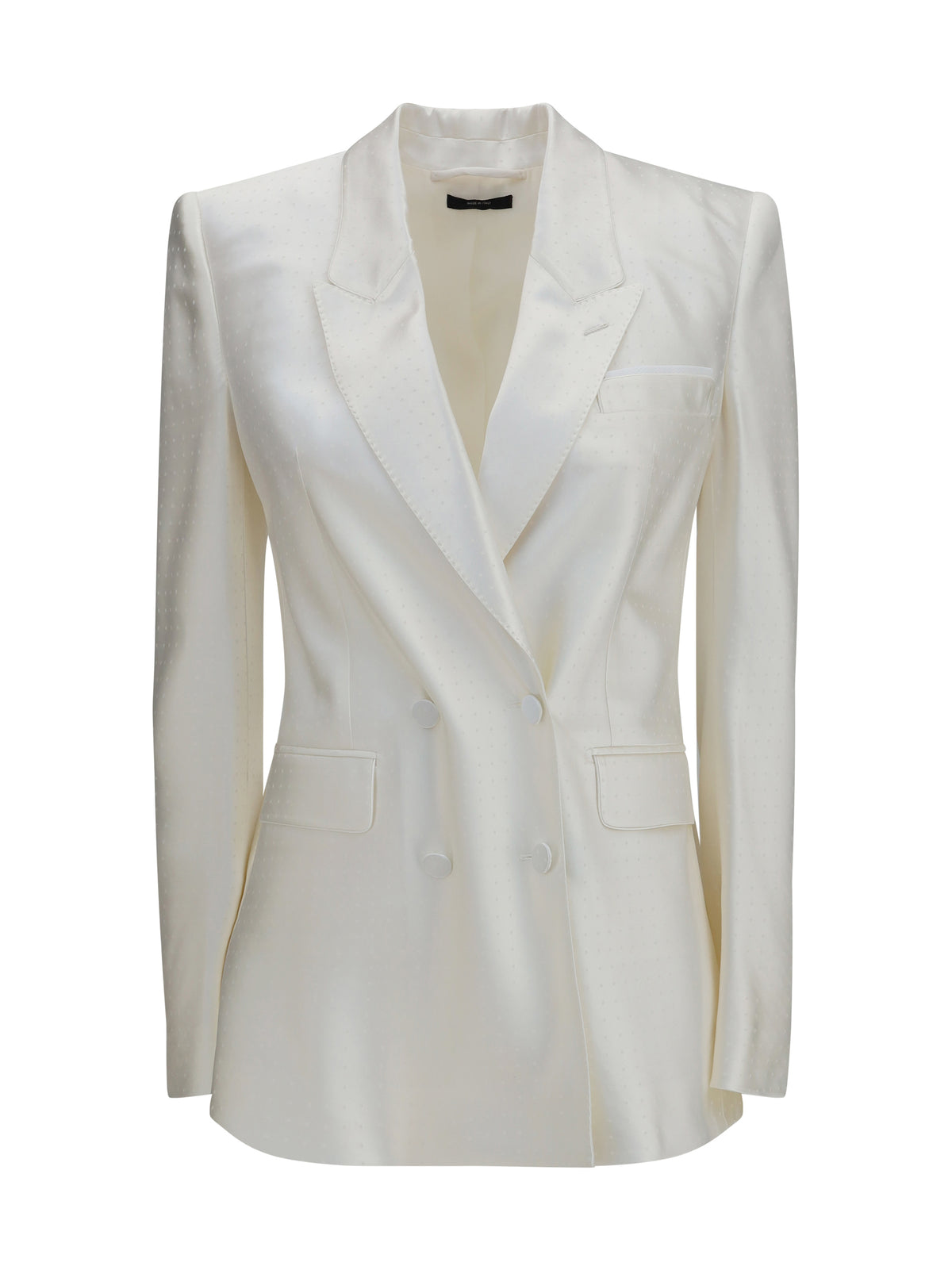 Tom Ford Polka-dot satin double-breasted Blazer - Off White