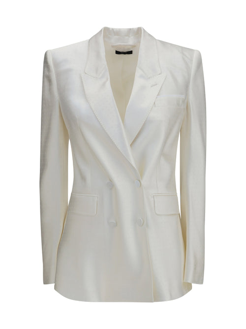 Tom Ford Polka-dot satin double-breasted Blazer - Off White