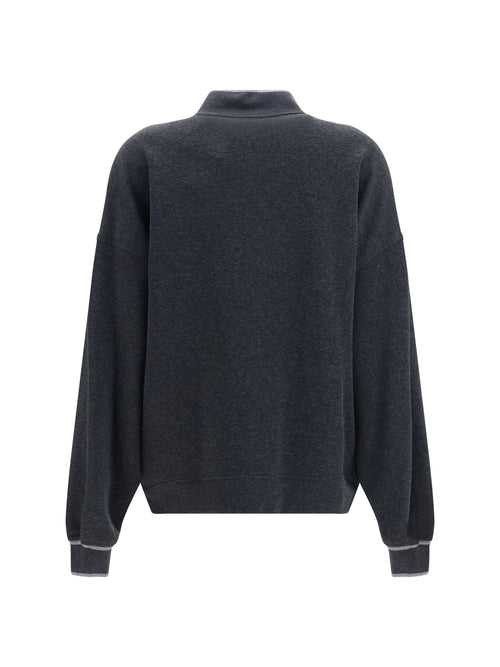 Brunello Cucinelli Techno cotton and cashmere interlock Bomber Jacket - Anthracite