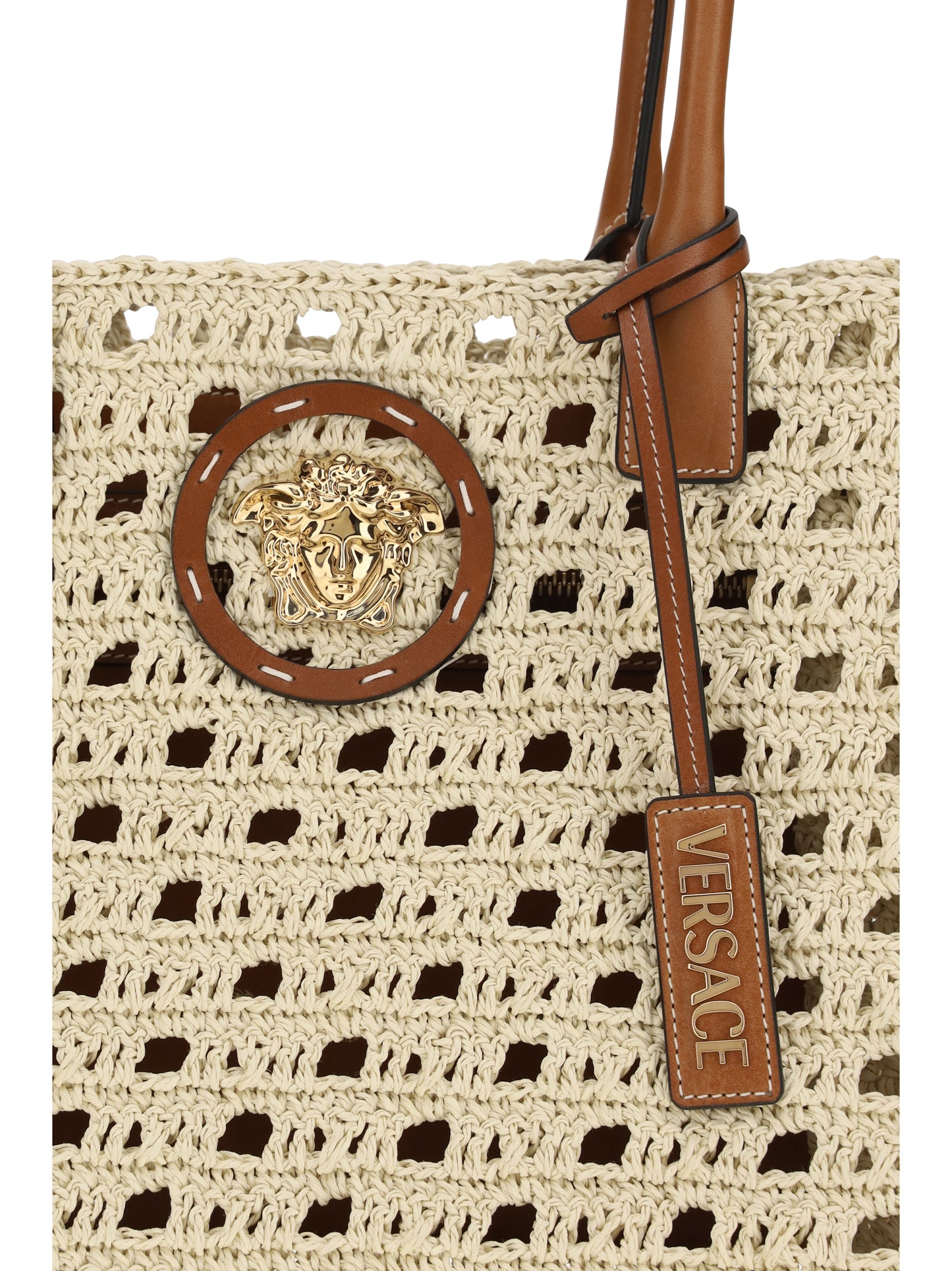 VERSACE TOTE FABRIC CALF LETAHER