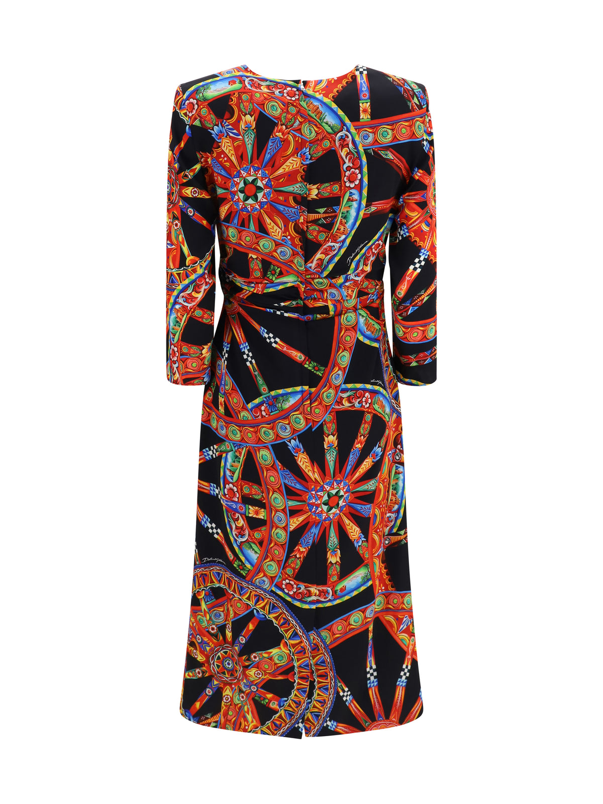Dolce & Gabbana Carretto print charmeuse Dress - Ruote Carretto Fnero