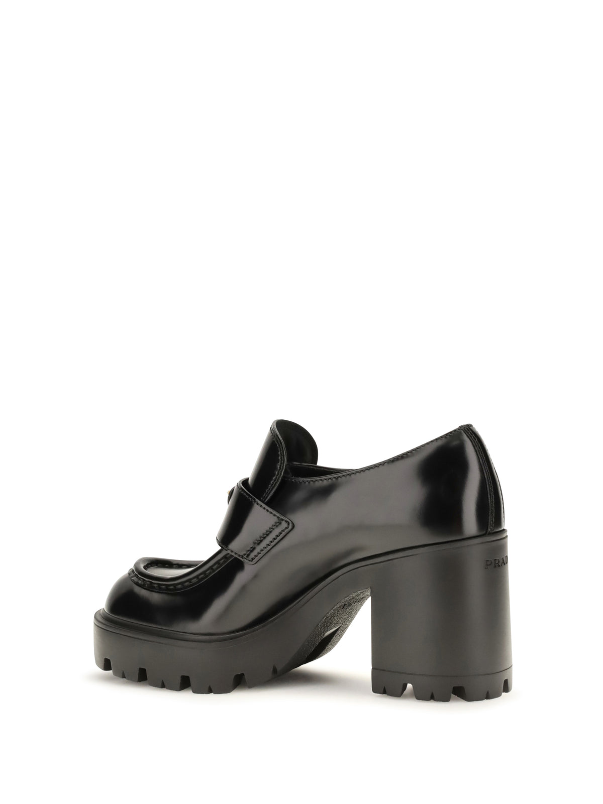 Prada Leather heeled Loafers - Black
