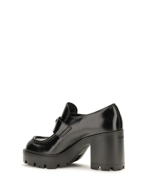 Prada Leather heeled Loafers - Black