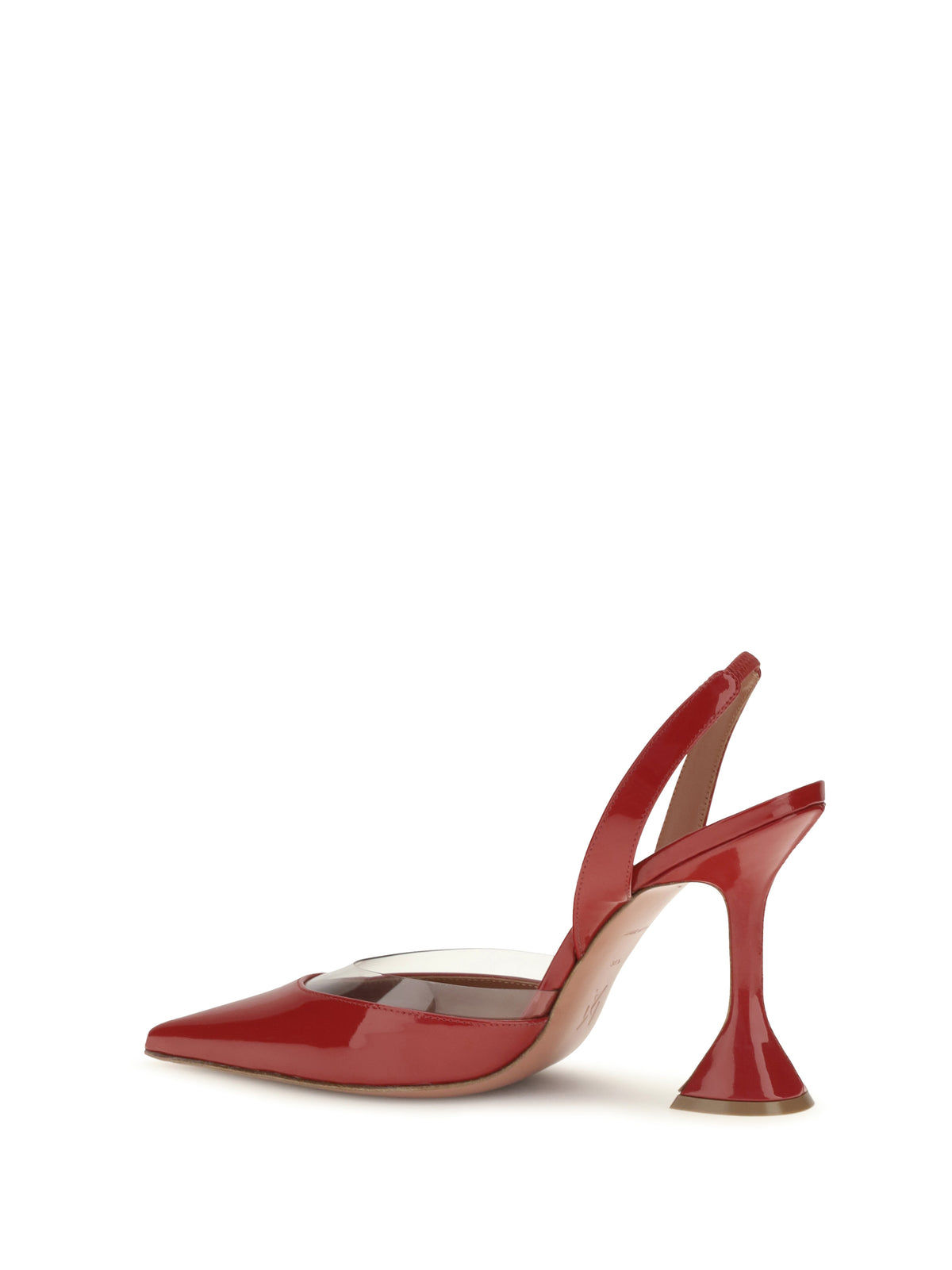Amina Muaddi Lara Slingback Pumps - Winter Red Patent + Transparent Pvc
