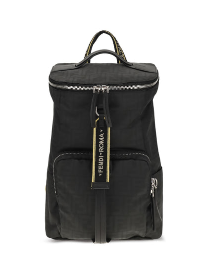 Fendi Tourist FF logo jacquard Backpack - Black