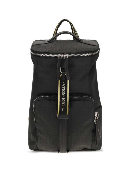 Fendi Tourist FF logo jacquard Backpack - Black