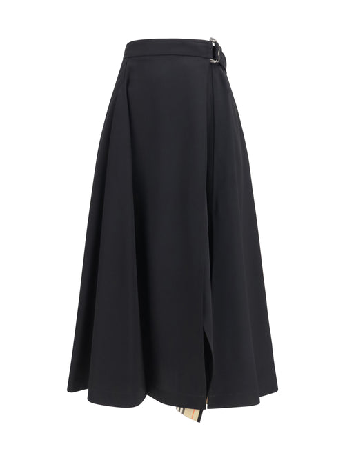 Burberry Wool twill midi Skirt - Black