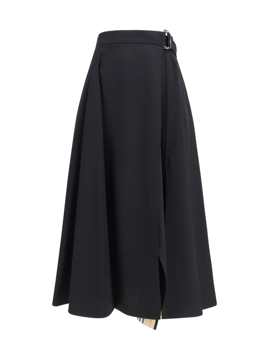Burberry Wool twill midi Skirt - Black