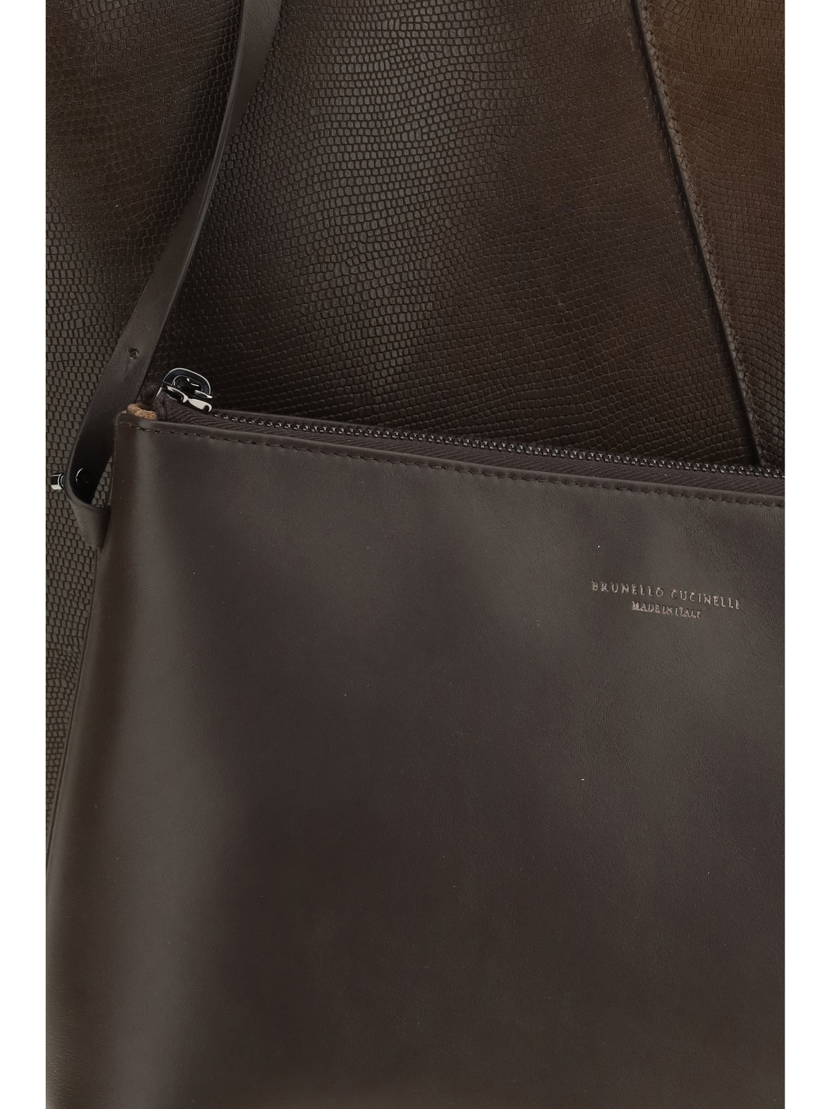 Brunello Cucinelli Leather Shopping Bag with monili detail - Testa Moro