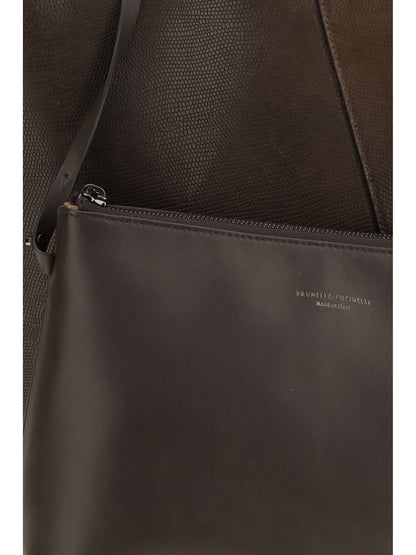 Brunello Cucinelli Leather Shopping Bag with monili detail - Testa Moro