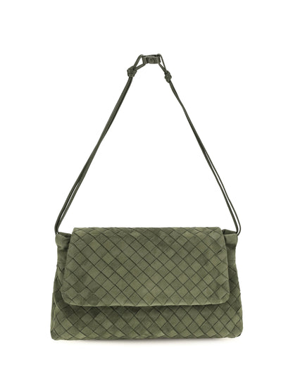 Bottega Veneta Giorno Shoulder Bag - Green Tweed-Gold