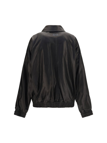 Acne Studios Leather Jacket with high collar - Black