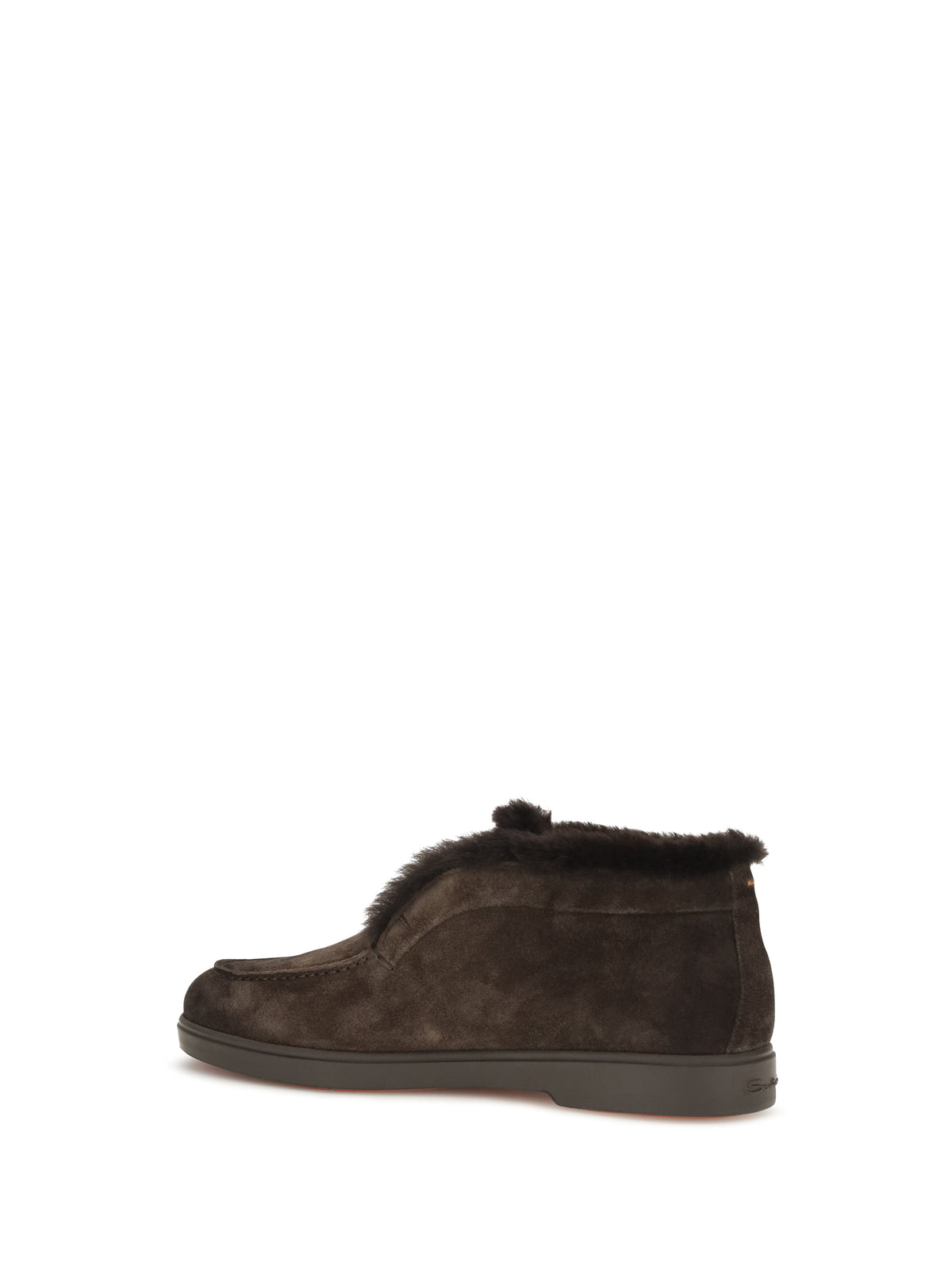 Santoni Suede shearling Ankle Boots - Dark Brown