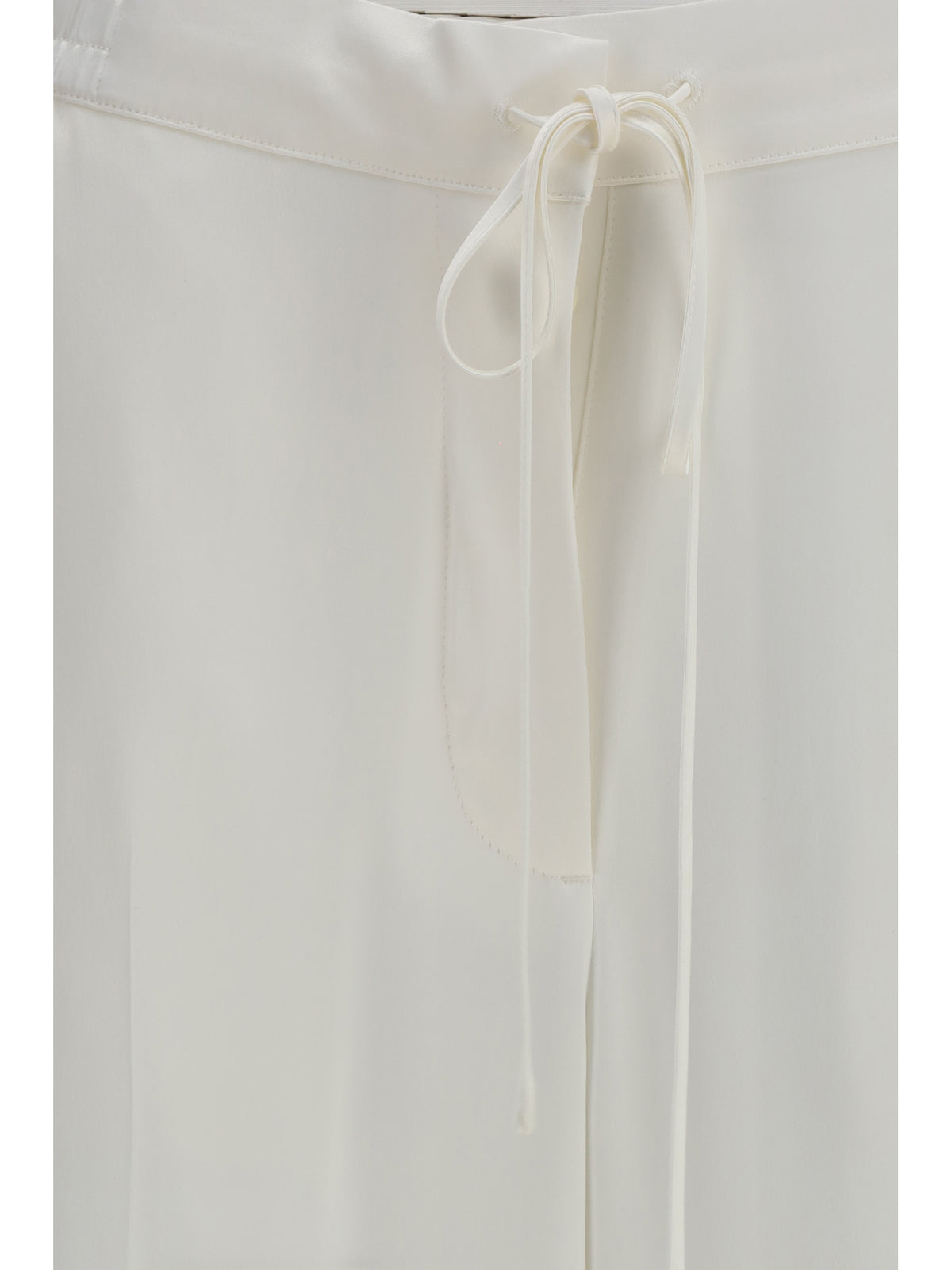 Toteme Drawstring satin Pants - White