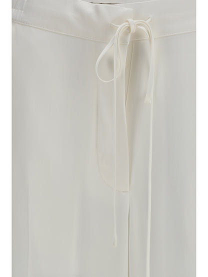 Toteme Drawstring satin Pants - White