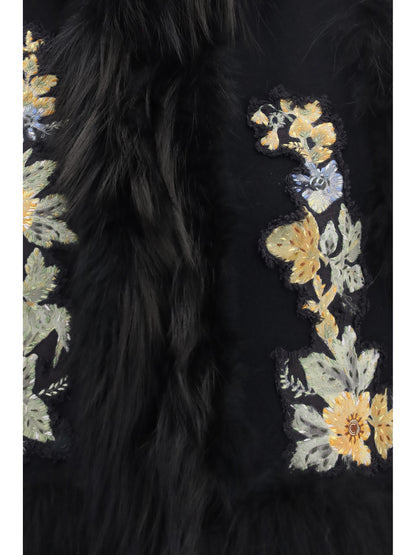 Fendi GILET PANNO + FLORAL - Black
