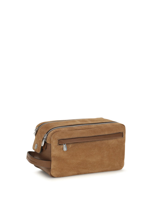 Brunello Cucinelli Suede Beauty Case - Nocciola+Tabacco