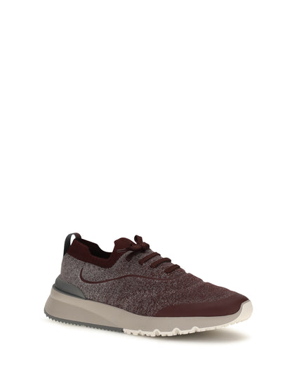Brunello Cucinelli Techno cotton knit Sneakers runners - Burgundy