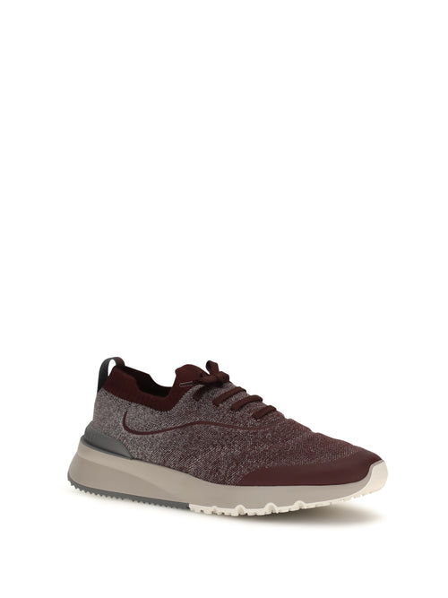 Brunello Cucinelli Techno cotton knit Sneakers runners - Burgundy
