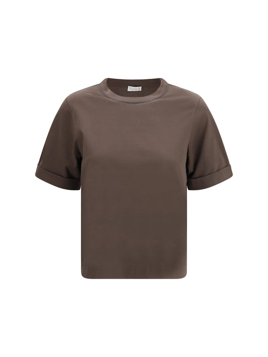 BRUNELLO CUCINELLI Cotton T-Shirt with jewel embellishment