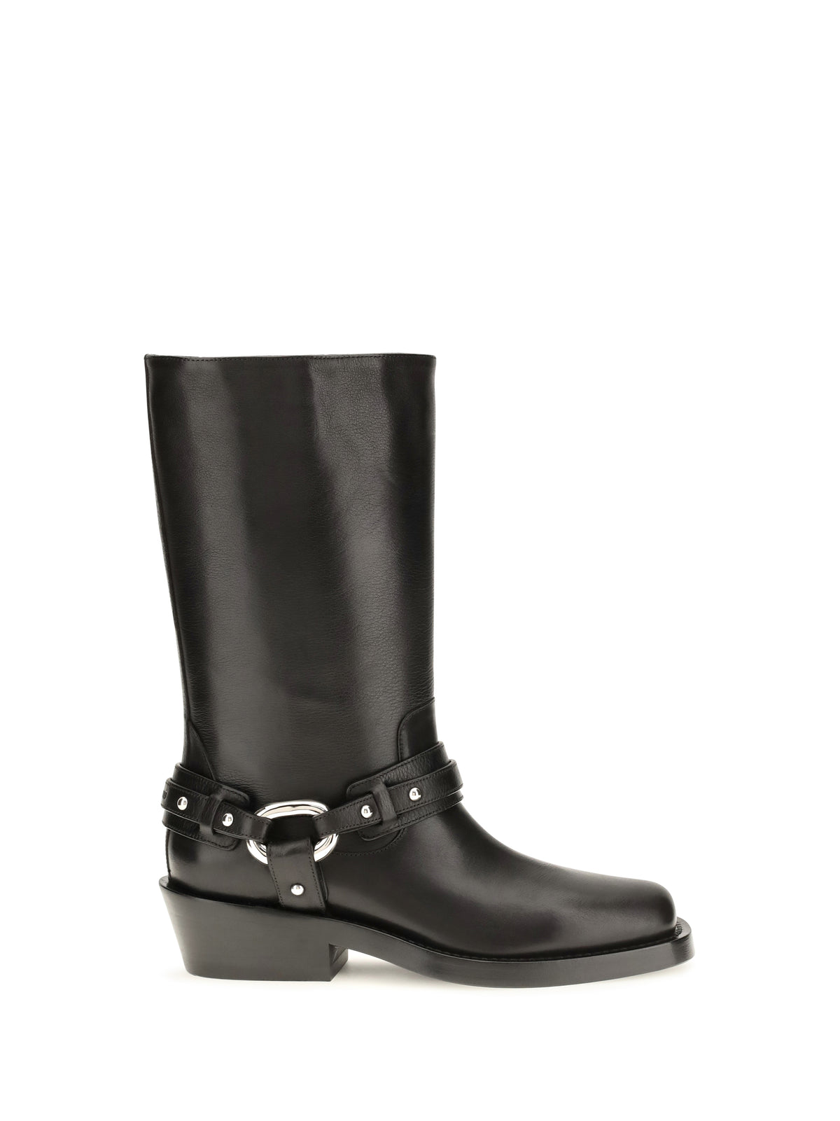 Rabanne Leather buckle snkle Boots - Black