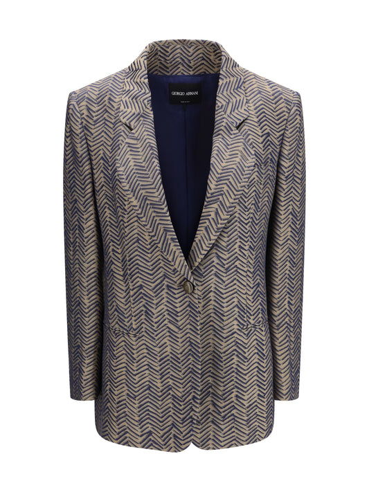 GIORGIO ARMANI Single-breasted Jacket cchevron jacquard viscose