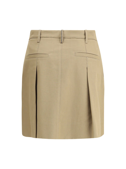 BRUNELLO CUCINELLI Pleated cotton short Skirt