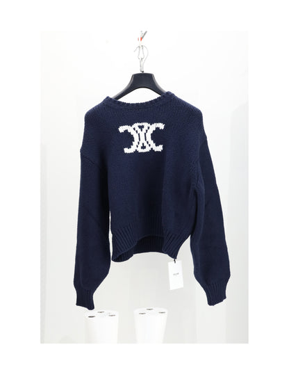 Celine CREWNECK SWEATER - Navy / White