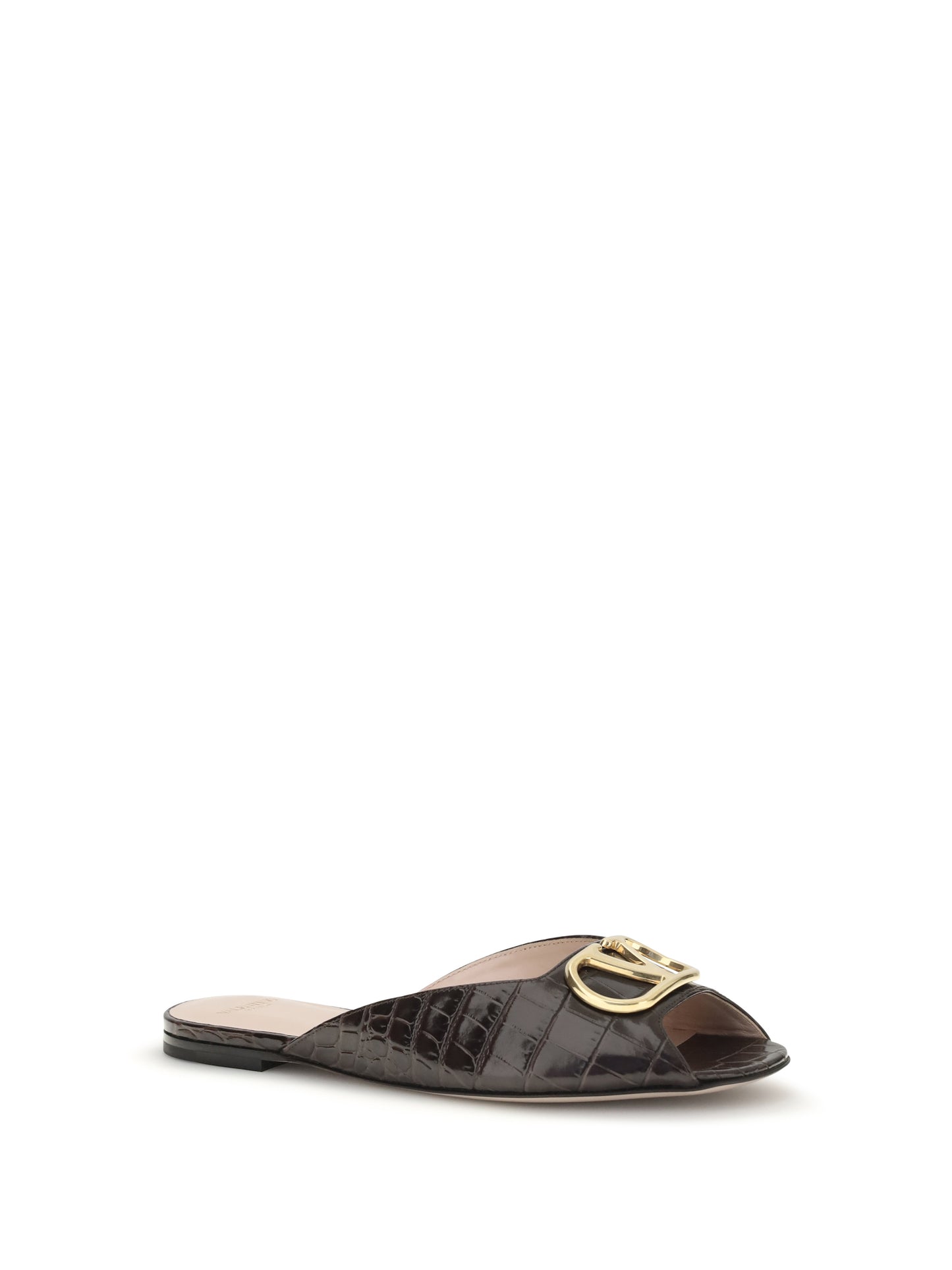 VALENTINO GARAVANI Leather Sandals with metal logo